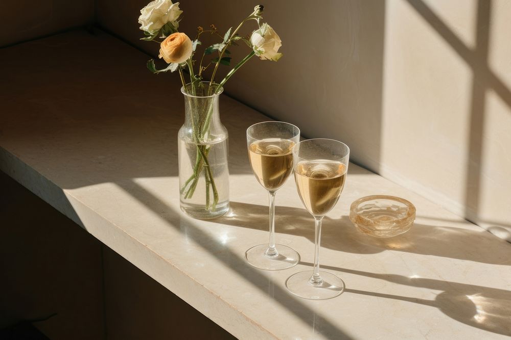 Champagne window flower glass.