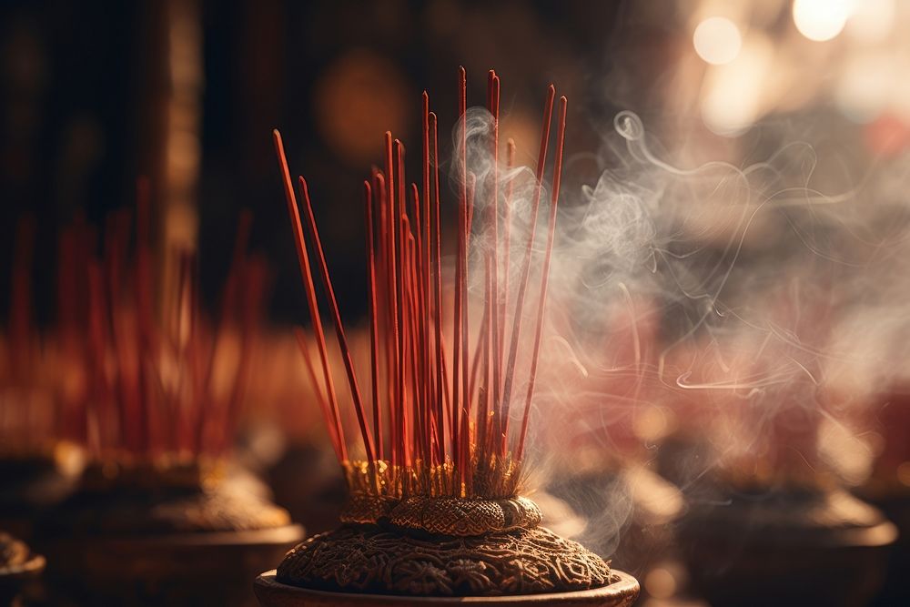 Incense sticks spirituality igniting festival. AI generated Image by rawpixel.