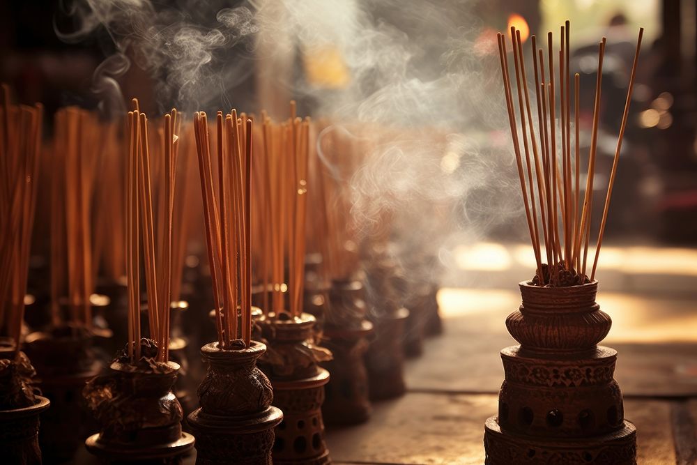 Incense sticks spirituality lighting festival. AI generated Image by rawpixel.