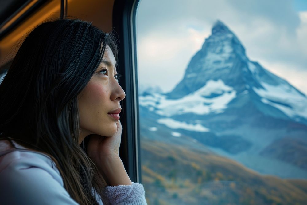Matterhorn mountain portrait looking window.