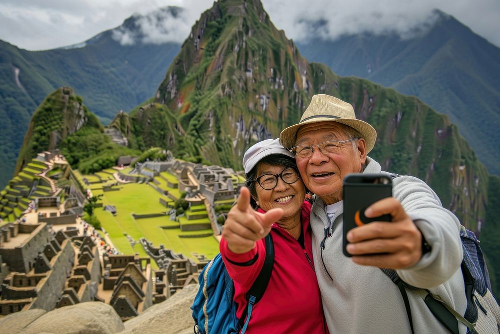 Machu Picchu portrait selfie adult.