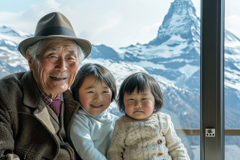 Matterhorn mountain child grandparent grandchild.