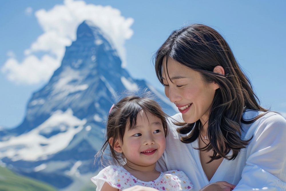 Matterhorn mountain outdoors portrait family.