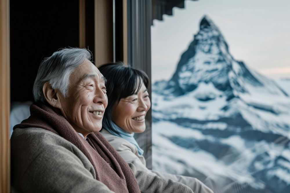 Matterhorn mountain portrait smiling window.
