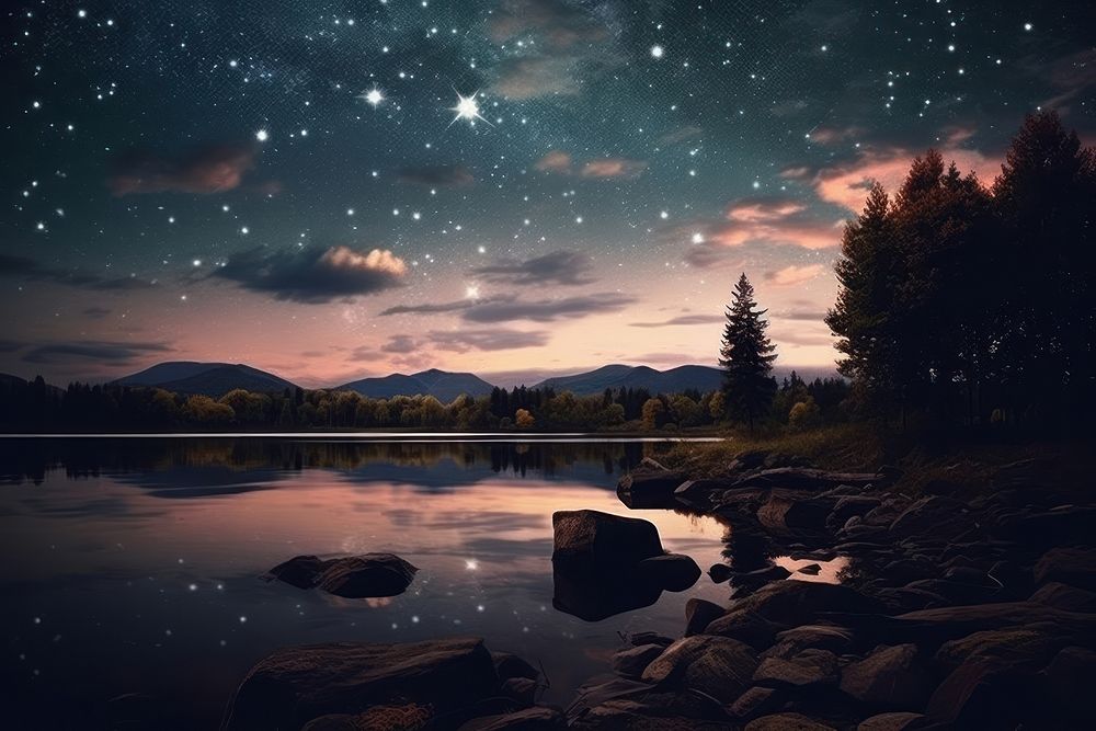  Nature background night landscape astronomy. AI generated Image by rawpixel.