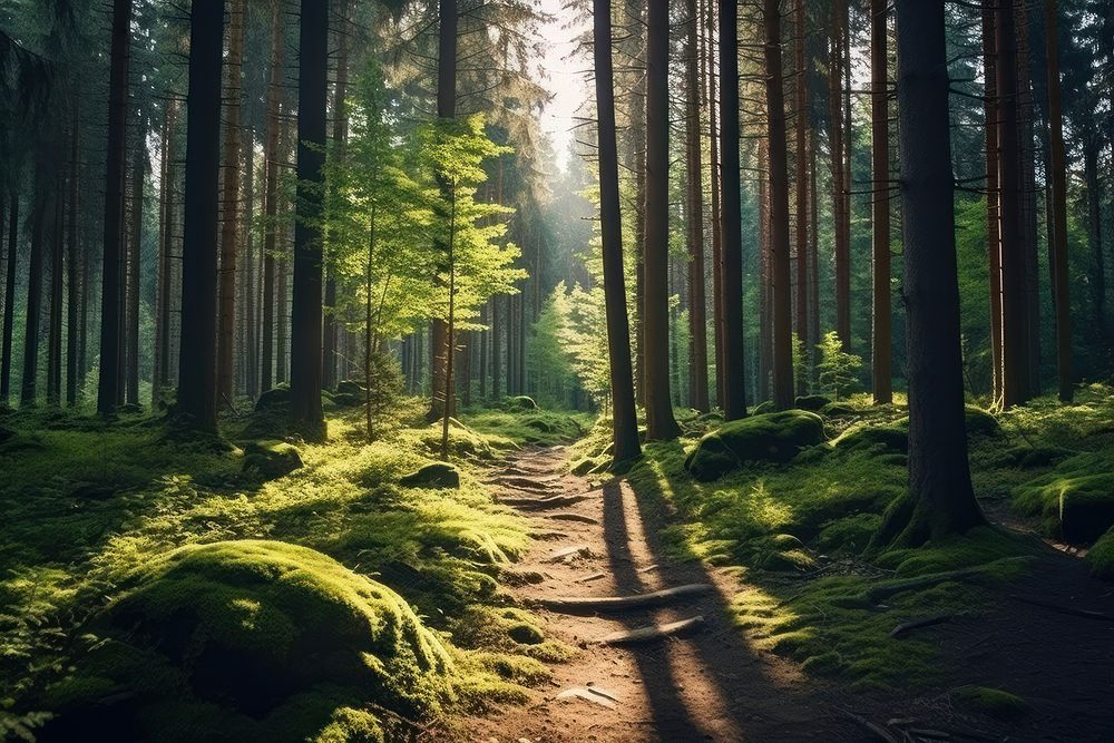  Nature background forest landscape sunlight. AI generated Image by rawpixel.