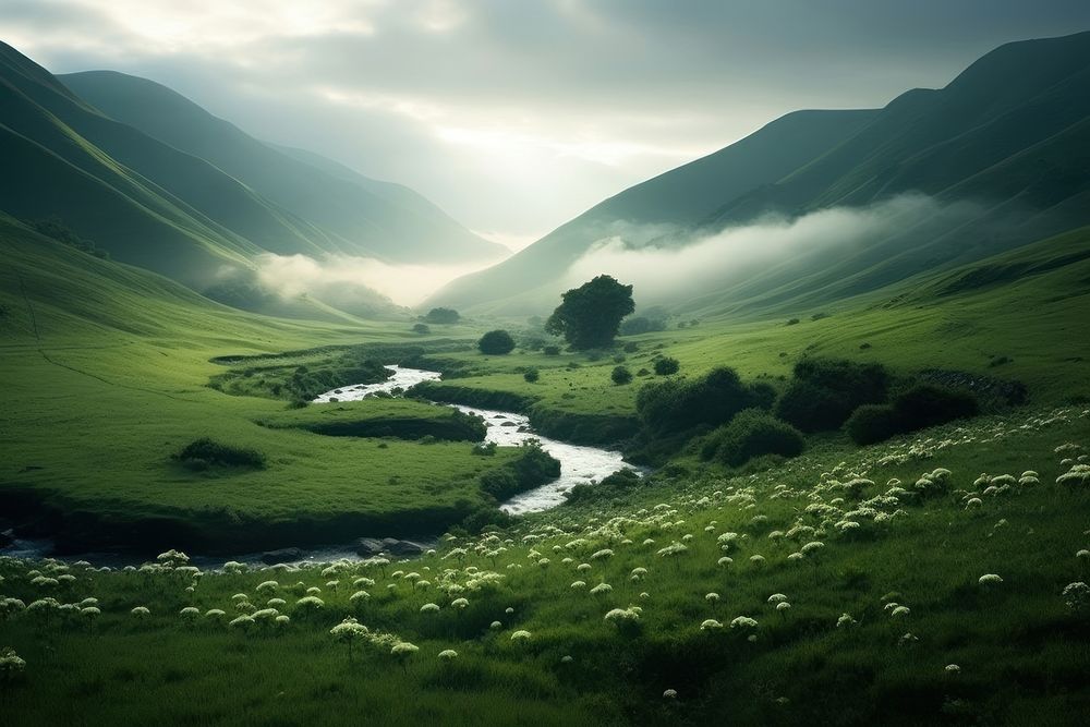  Nature background landscape grassland outdoors. AI generated Image by rawpixel.