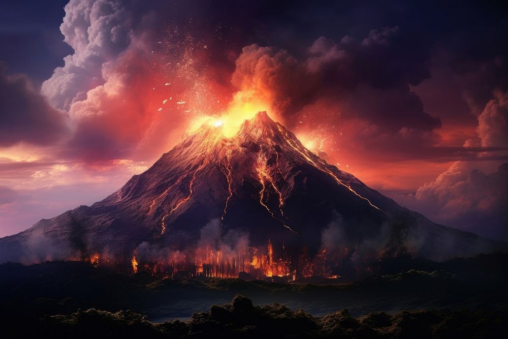  Nature background volcano mountain outdoors. AI generated Image by rawpixel.