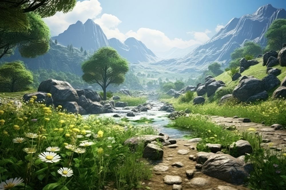  Nature background wilderness vegetation landscape. AI generated Image by rawpixel.