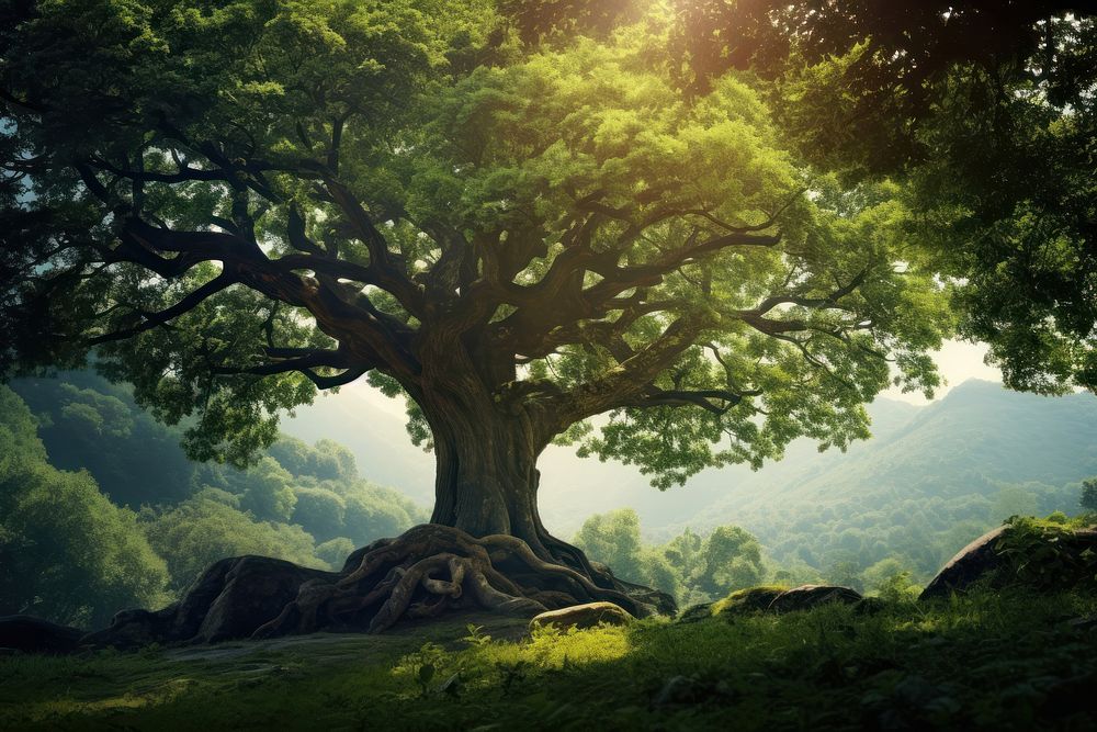  Nature background tree landscape sunlight. AI generated Image by rawpixel.
