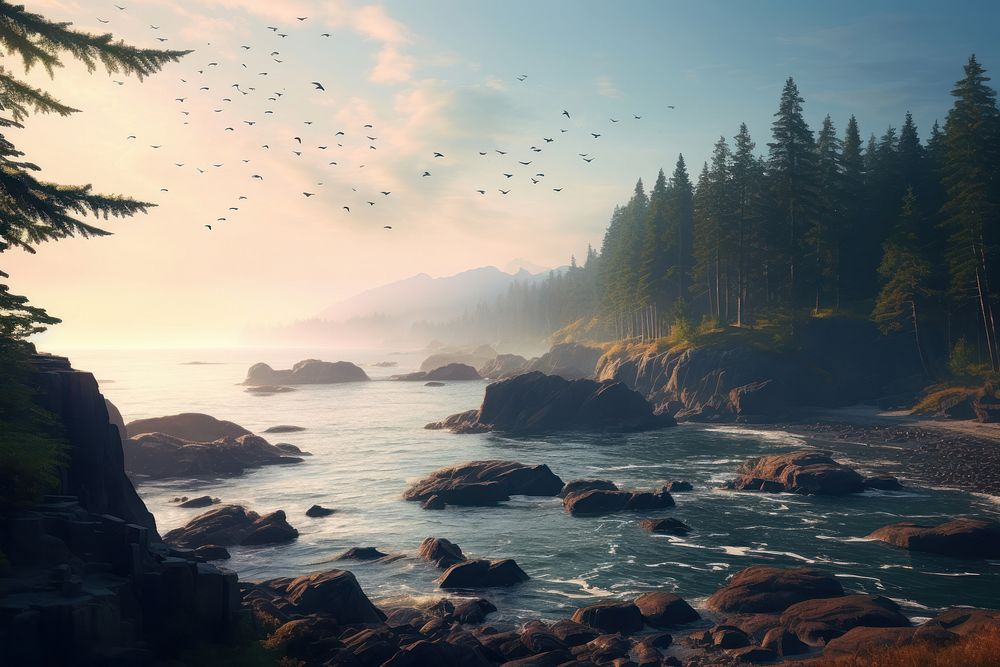  Nature background coast wilderness landscape. AI generated Image by rawpixel.