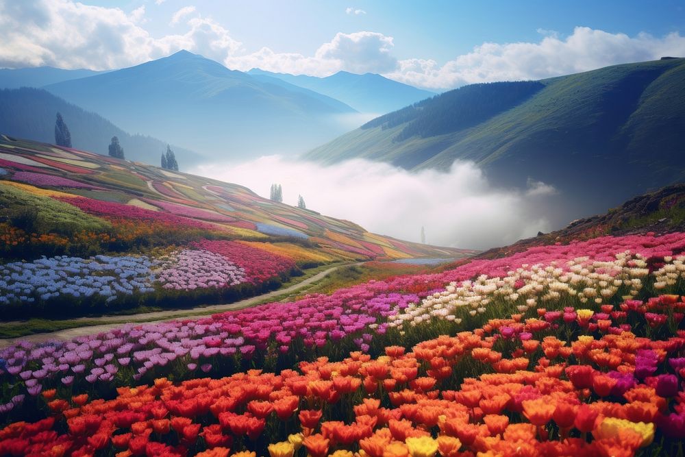  Nature background flower landscape outdoors. AI generated Image by rawpixel.