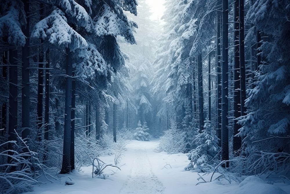  Nature background forest snow landscape. AI generated Image by rawpixel.