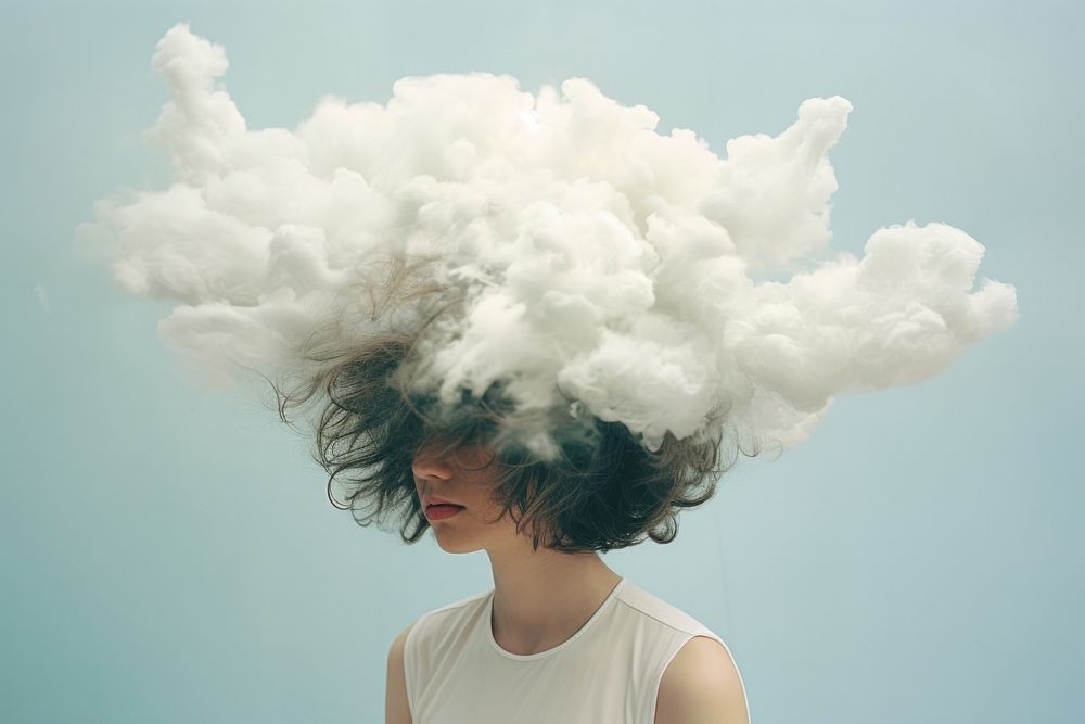 Person with cloud head hairstyle portrait headshot.