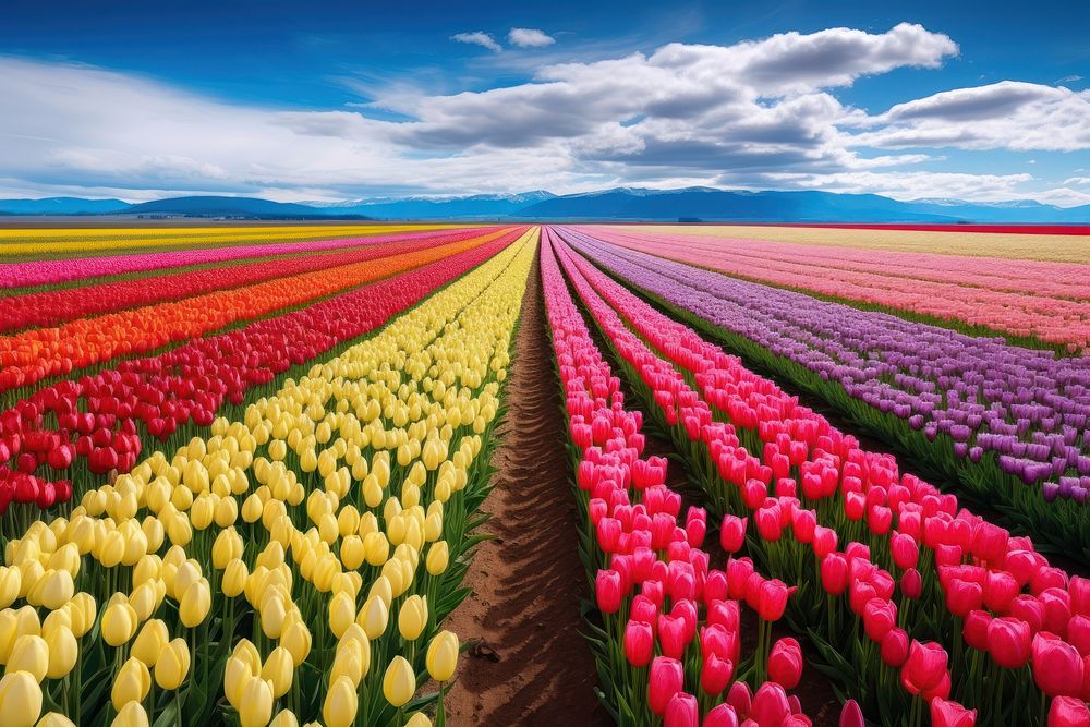 Spring tulip outdoors blossom scenery. AI generated Image by rawpixel.