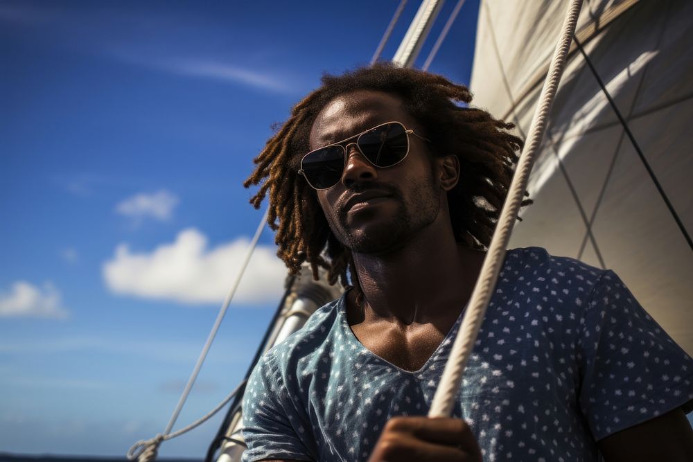 African man sailboat photography sunglasses.