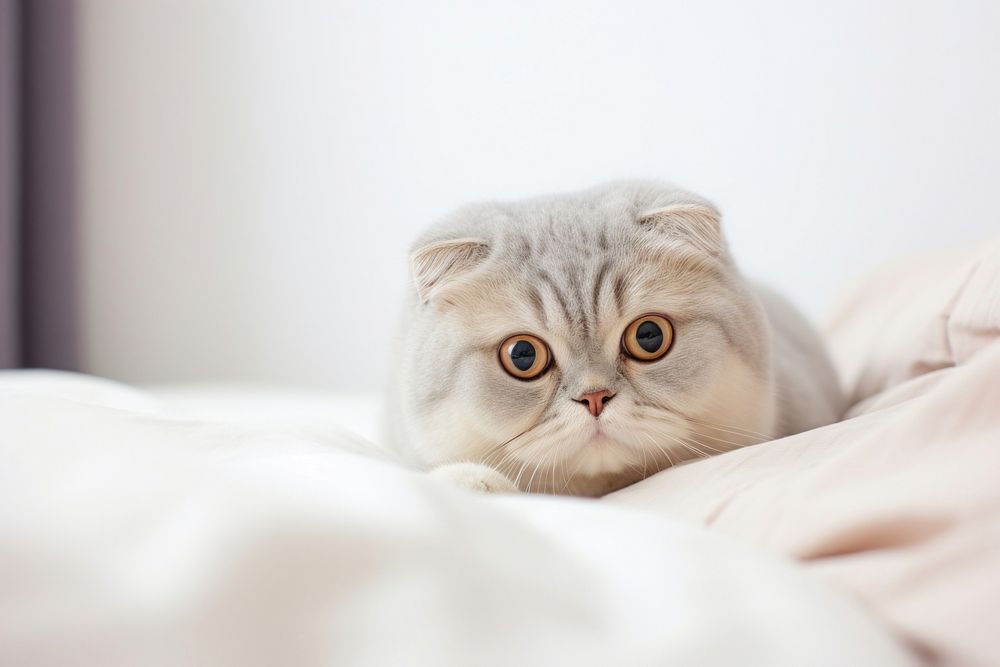 Scottish Fold cat pet bedroom animal. AI generated Image by rawpixel.