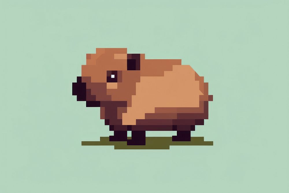 Capybara cut pixel animal rodent mammal.