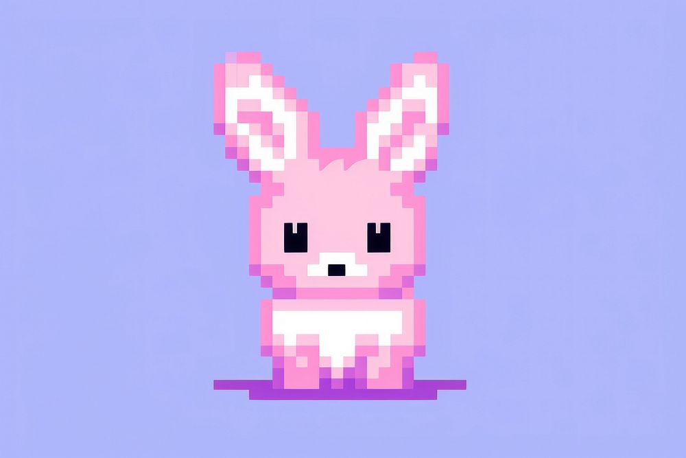 Rabbit cut pixel mammal purple representation.