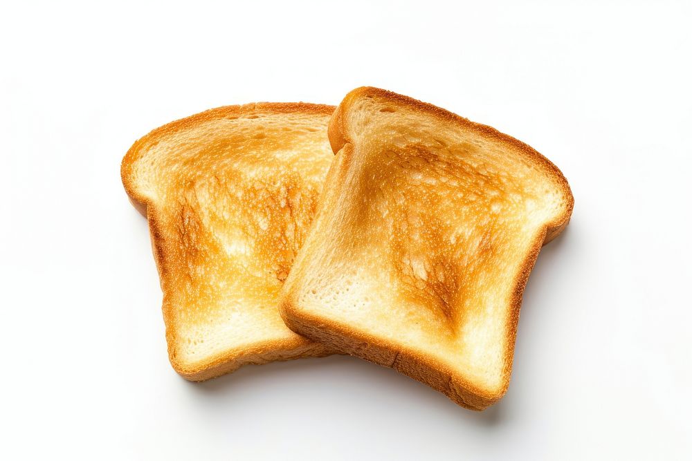 Toasted bread food white background breakfast.