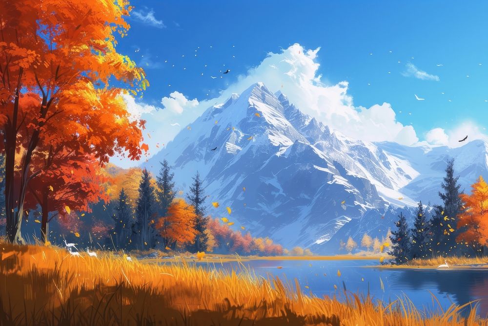 Autumn landscape mountain outdoors.