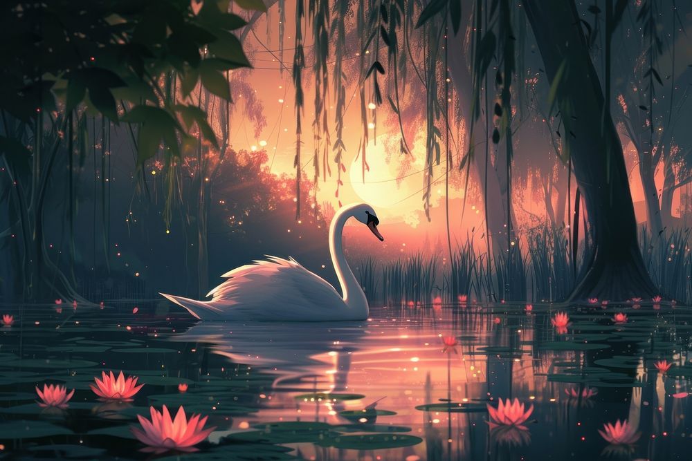 Swan outdoors nature forest.
