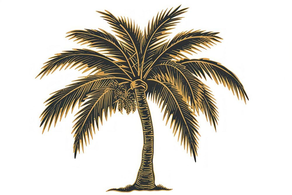 Antique of palm tree sketch plant white background.