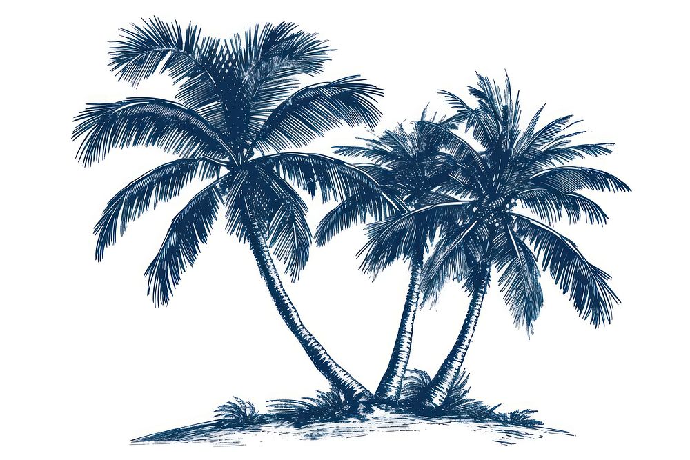 Antique of palm tree sketch outdoors drawing.
