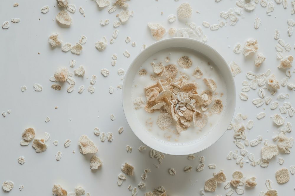 Cereal in milk food bowl ingredient.