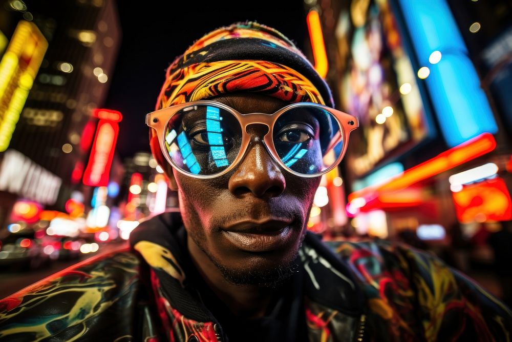 African street artist city sunglasses portrait.