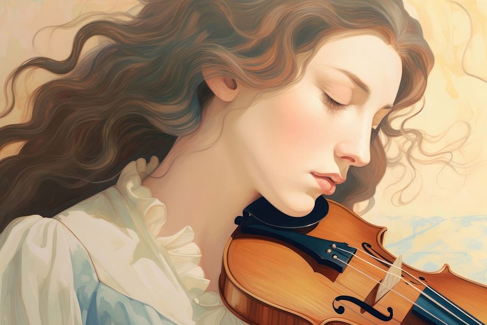Painting violin music art.