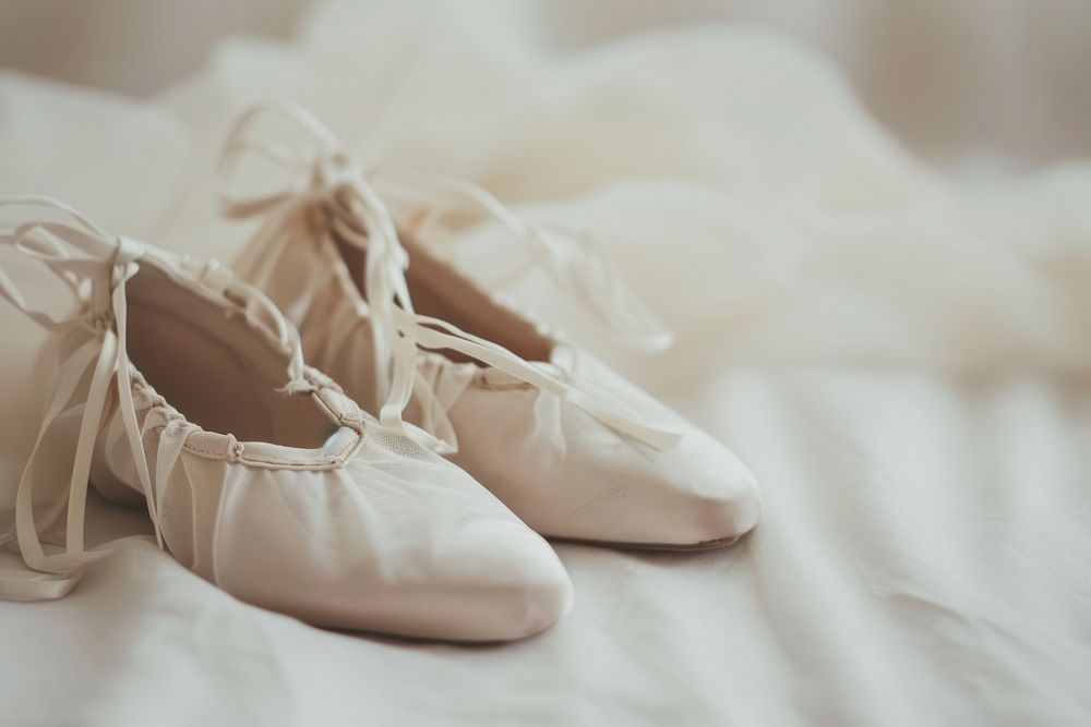 Ballet shoes footwear white shoelace.