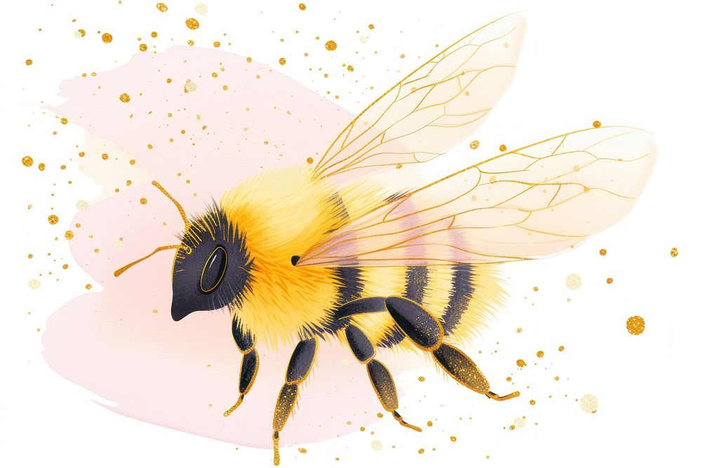 Cute bee animal insect white background.