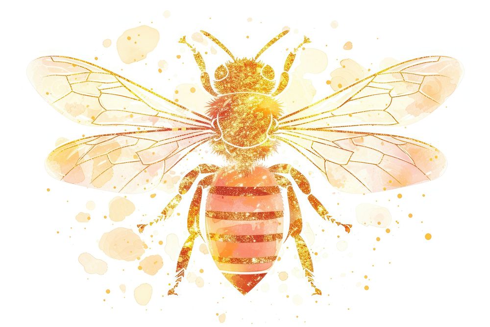 Cute bee insect animal white background.