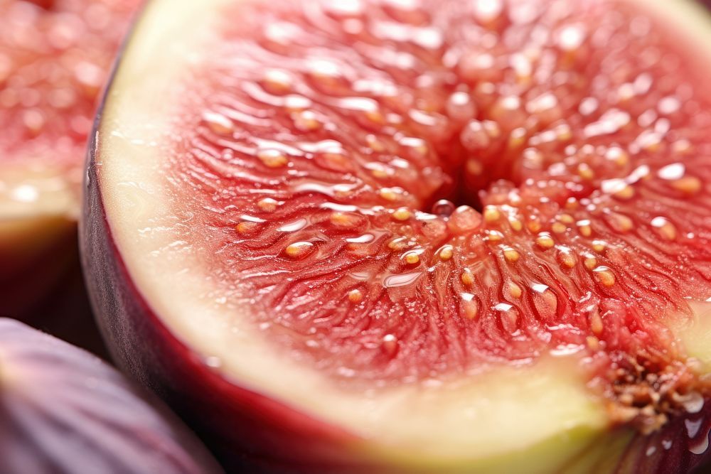 Extreme close up of fig fruit plant food.