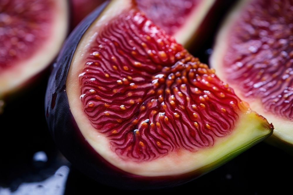 Extreme close up of fig fruit plant food.