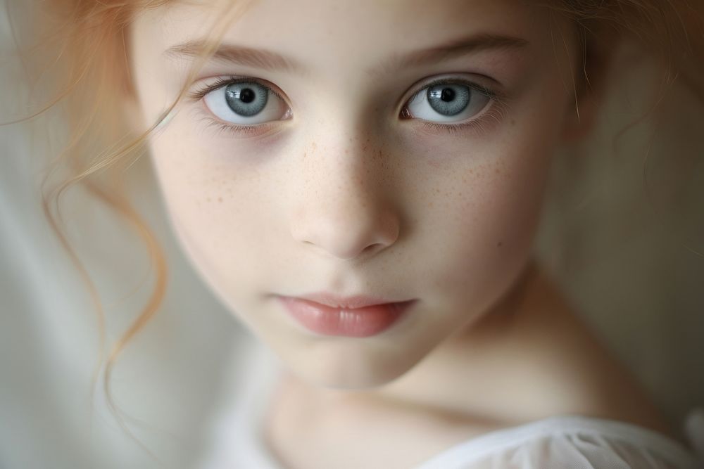 Extreme close up of little ballet photography portrait freckle.