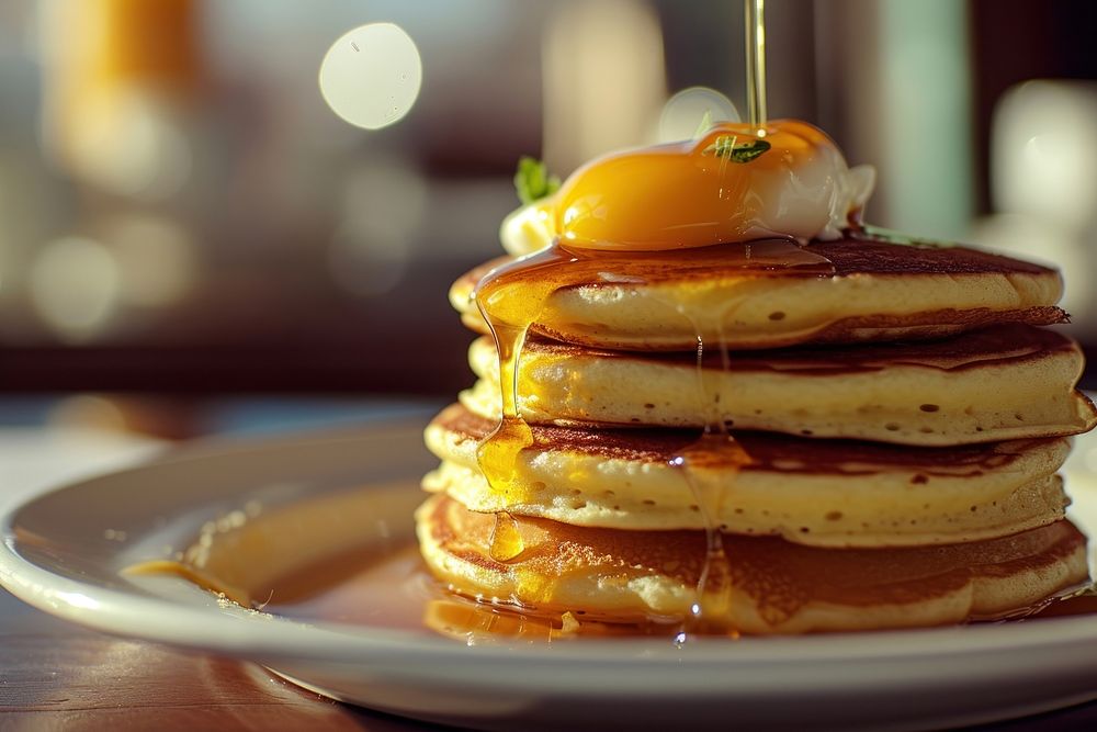 Breakfast pancake brunch plate.