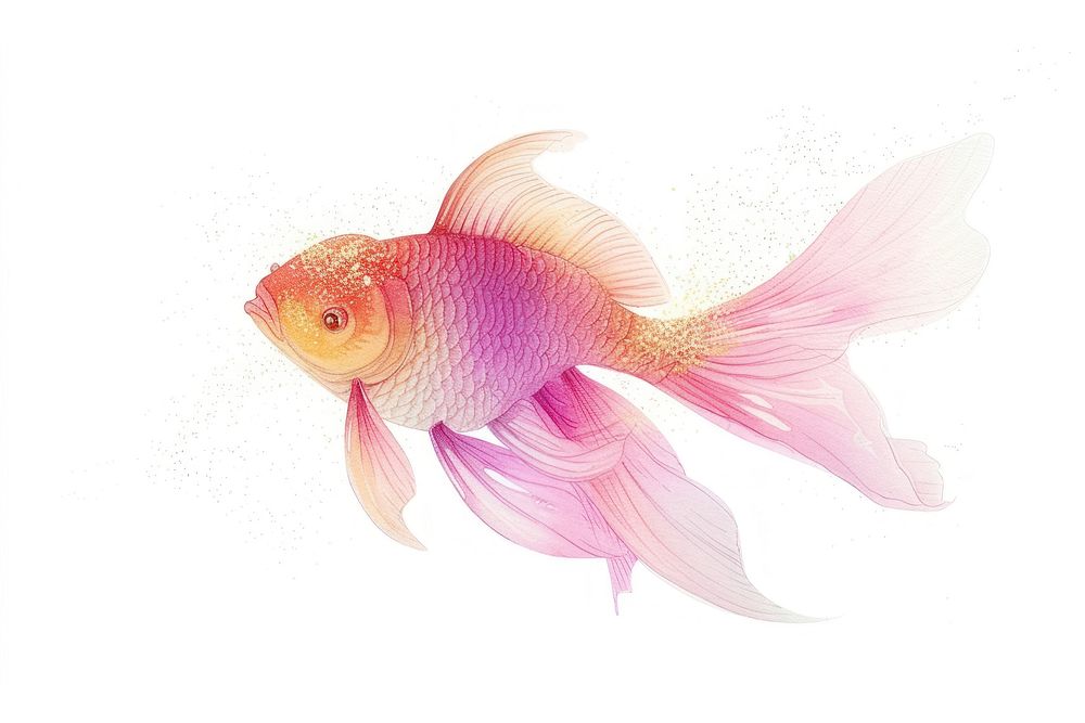 Fish goldfish animal white background.