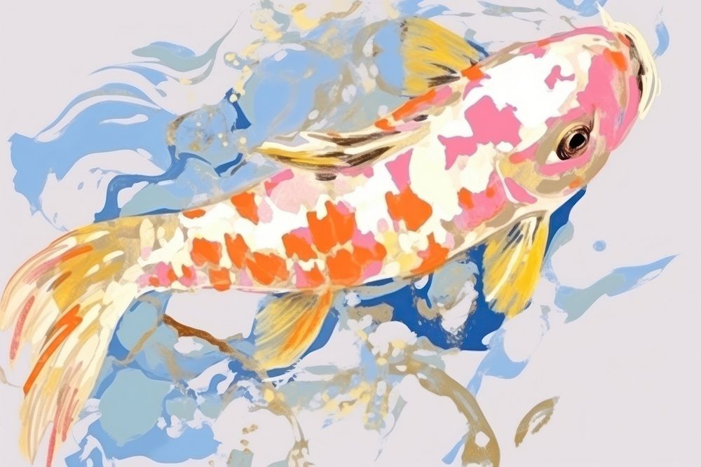 Koi fish animal art underwater.