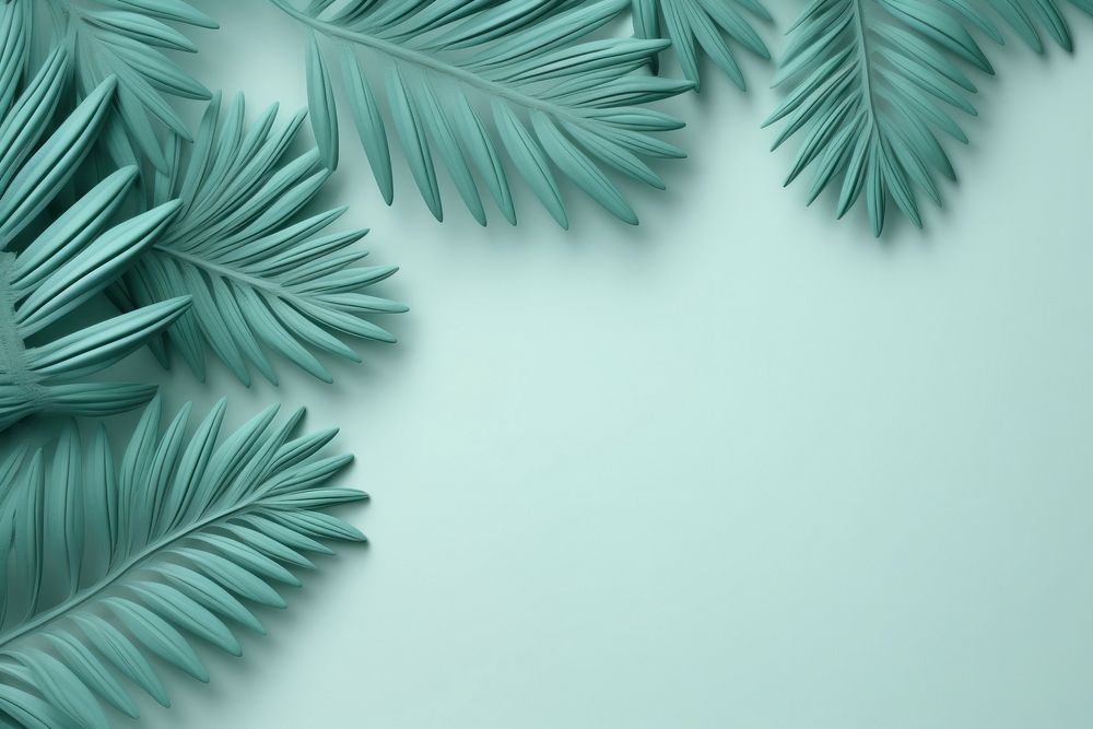 Palm leaves border backgrounds turquoise pattern.