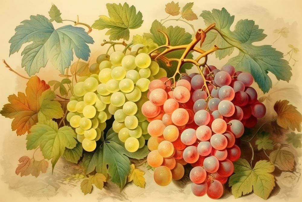 Painting fruit art grapes.