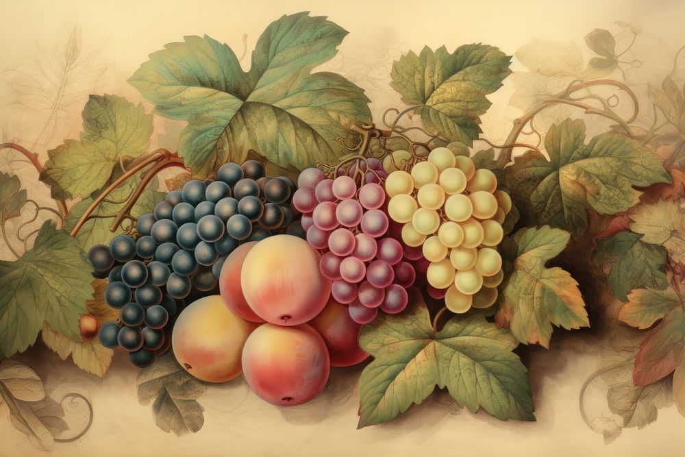 Painting fruit art grapes.