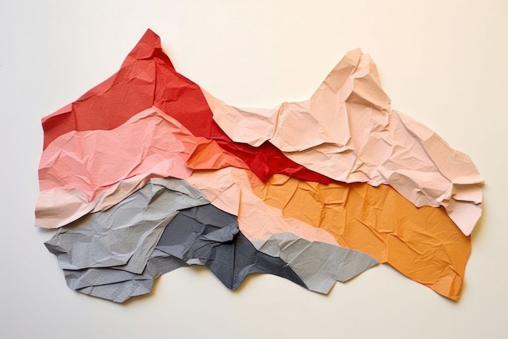 Abstract mountain ripped paper art origami creativity.