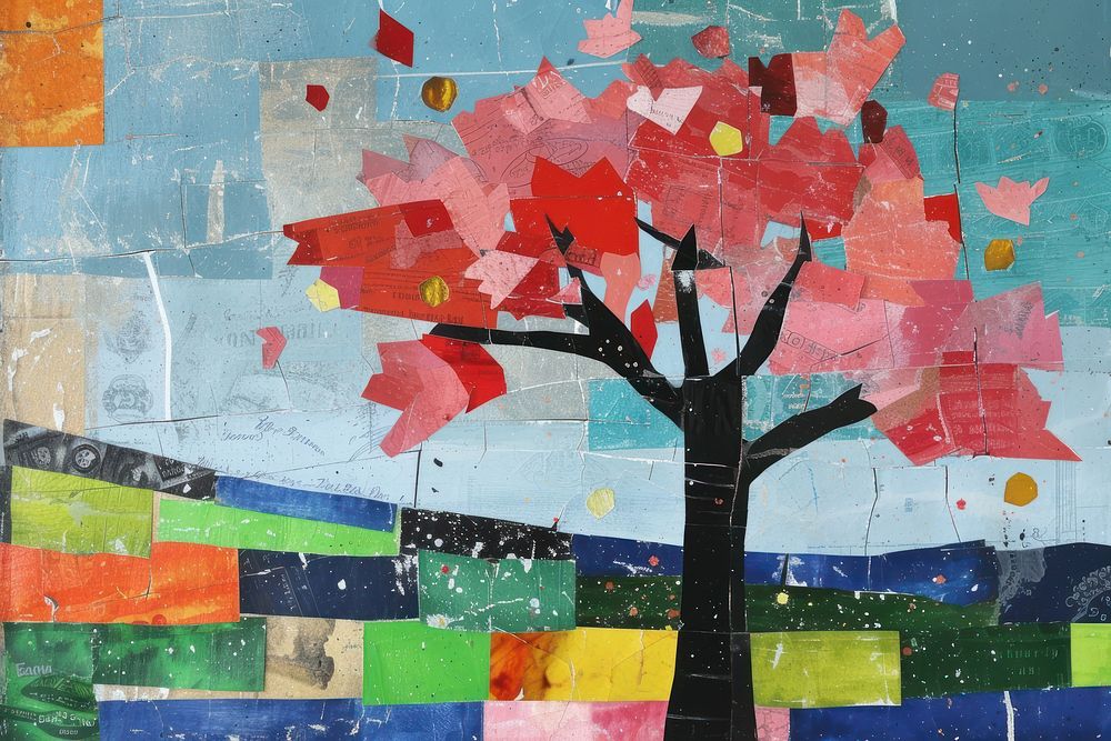 Tree in the garden art backgrounds painting.