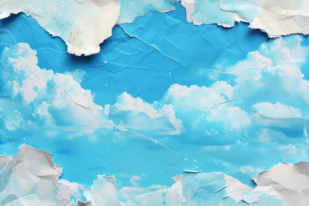 Cloud and bule sky paper turquoise abstract.