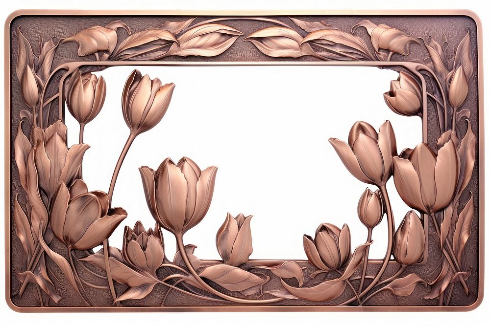 Nouveau art of tulips frame flower copper plant.
