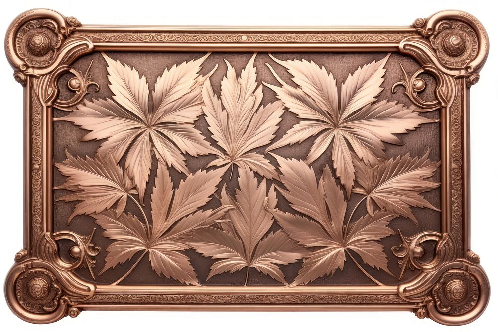 Nouveau art of cannabis frame pattern white background rectangle.