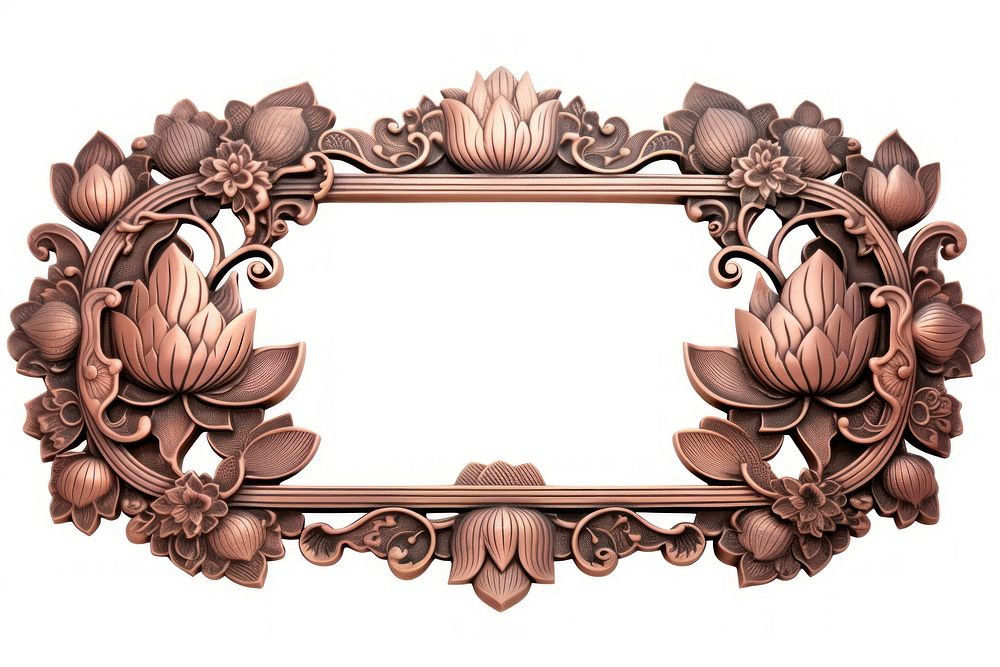 Nouveau art of lotus frame flower white background accessories.