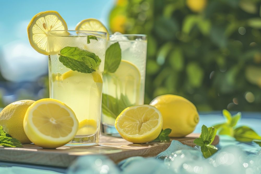 Lemonade cocktail mojito summer.
